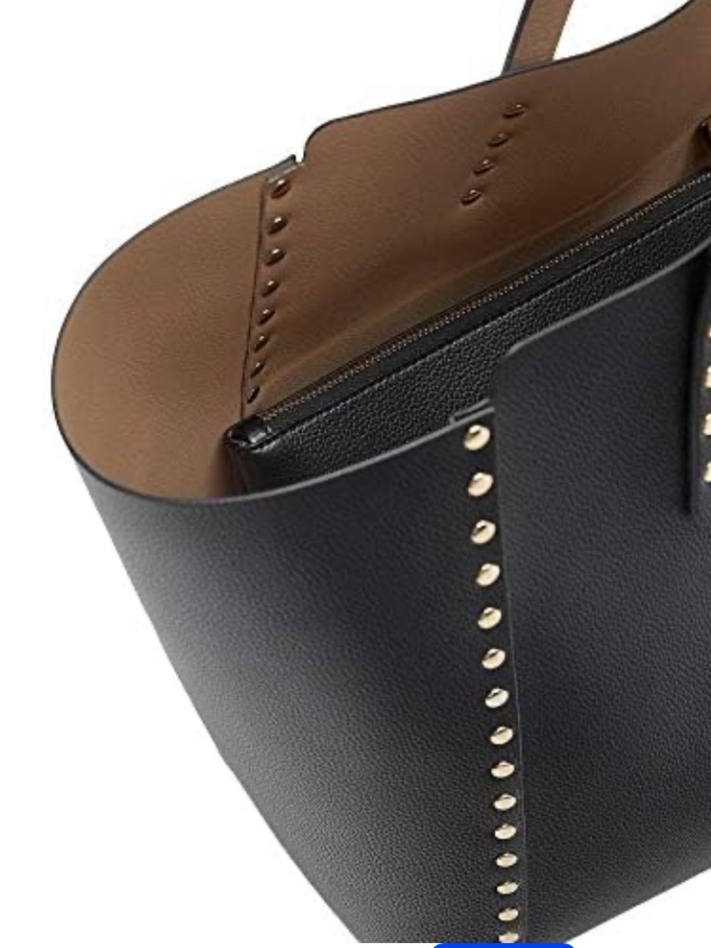 ZARA Black & Tan Studded Reversible Tote Bag - Picture 9 of 11